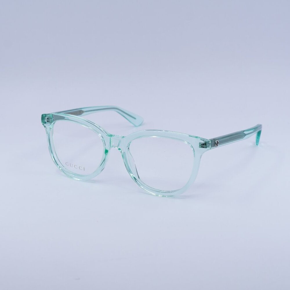 Gucci GG1687O 004 Eyeglasses Transparent Green 52mm Square Frame